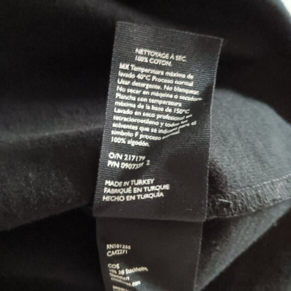 COS Black Cotton Boxy Padded Shoulder Mini Dress S - Picture 4 of 4